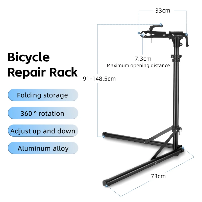 Support De Réparation Vélo WEST BIKING En Aluminium - Hauteur Réglable 85-145 Cm - Capacité 38.6 Kg