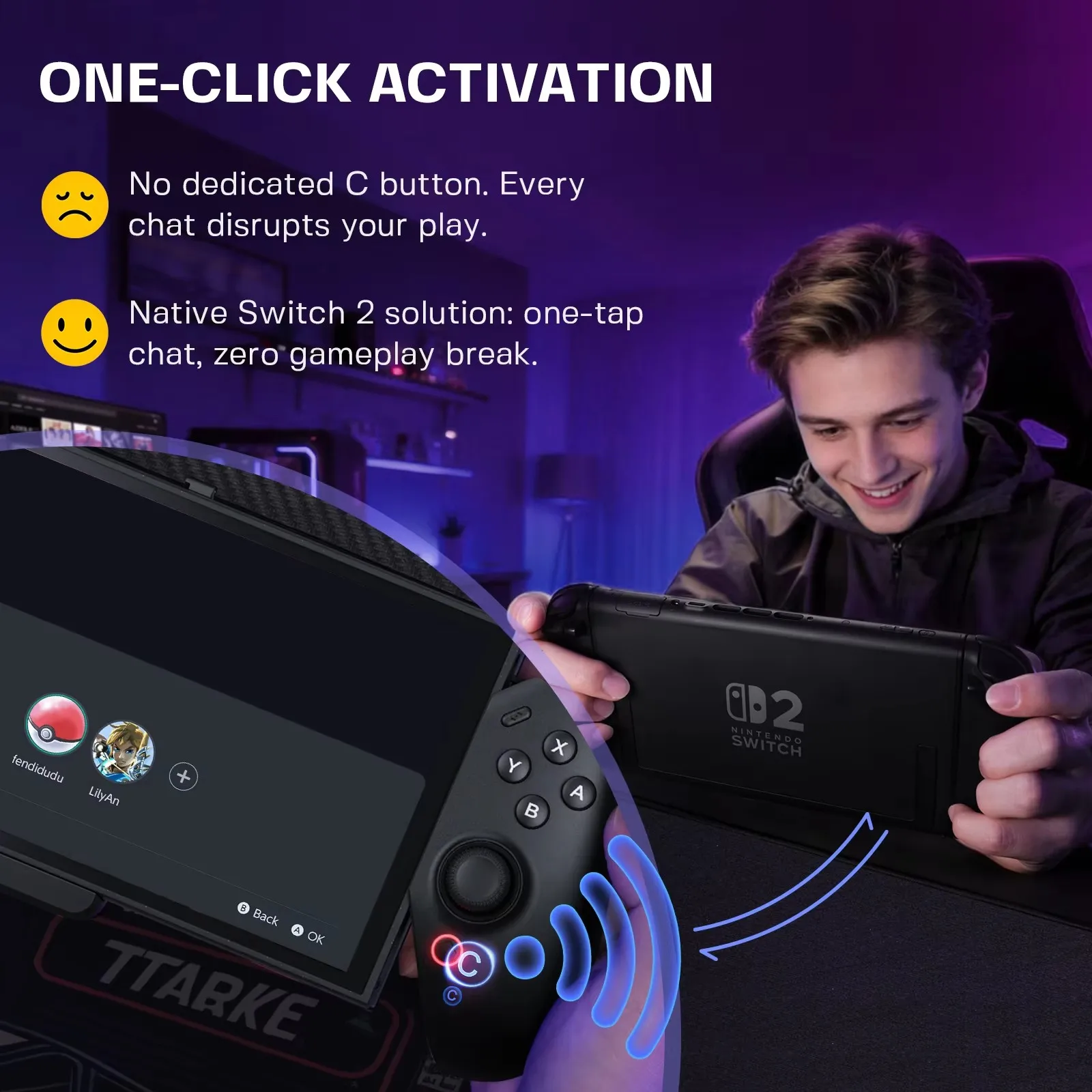 For Switch 2 Wired Game Controller With Bracket Intelligent Low Latency RGB Colorful Controller Three-axis Body Sensation - 3