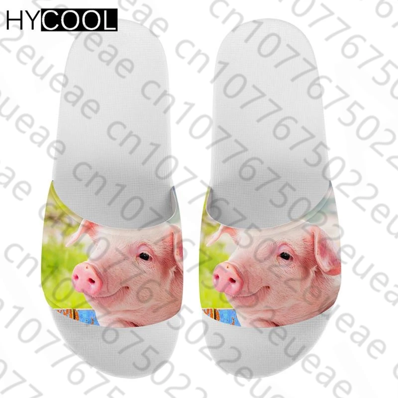

Шлепанцы HYCOOL для девочек, домашние сандалии с милым принтом поросенка, Летние повседневные пляжные тапочки без застежки для подростков, сланцы для ванной комнаты