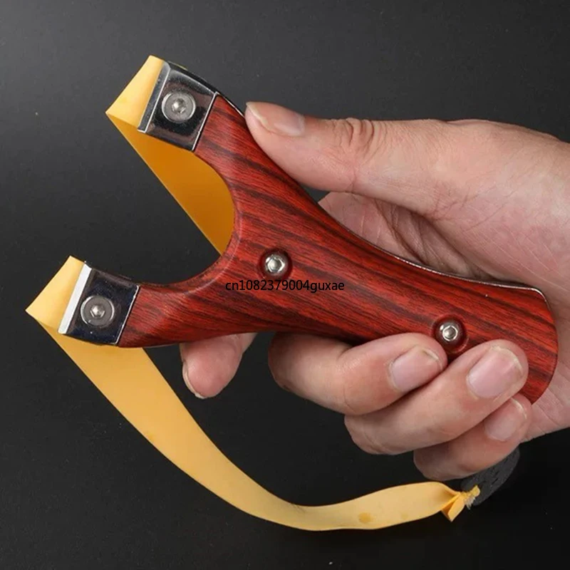 Outdoor Slingshot Metal Abrasive Solid Wood Grip