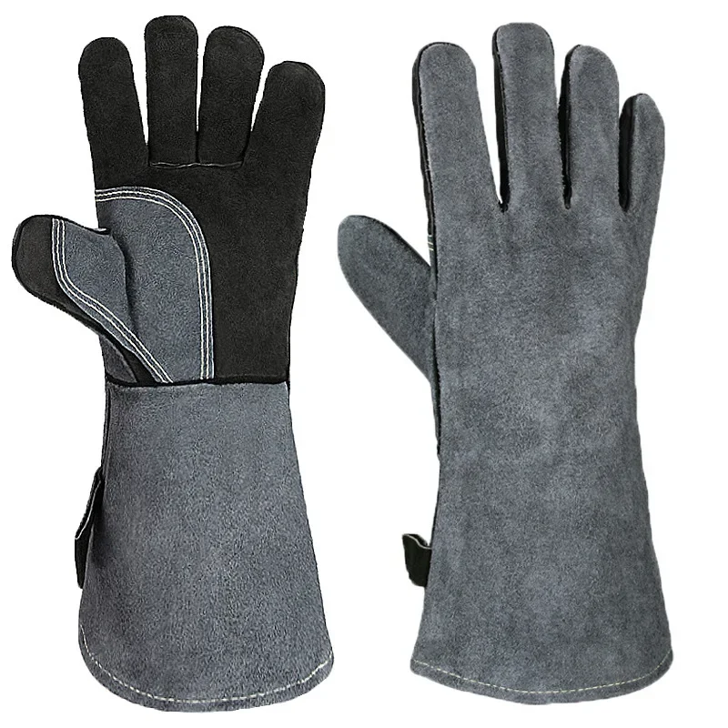 500℃ Heat Resistant Oven Gloves Mitts Baking BBQ Gloves For Grill Heat Insulation Leather Forging Welding