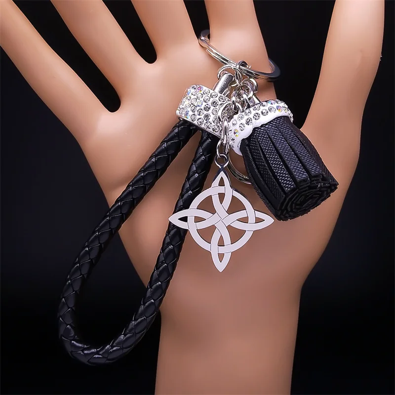 Hexerei Keltischer Knoten Anhänger Schlüsselanhänger Edelstahl Schutz Amulett Taschenanhänger Hexe Schlüsselanhänger Schmuck Nudo de Bruja