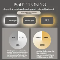 Diameter 50CM Round Smart Bathroom Mirror Washstand Round Mirror Led Light Back Luminous Connection Power Supply High Definition - Image 3