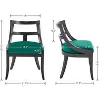 Modern Farmhouse Dining Chairs Set of 2 Mid Century Upholstered Dining Chair with Wooden Curved Back Kitchen Chairs for Dining 2
