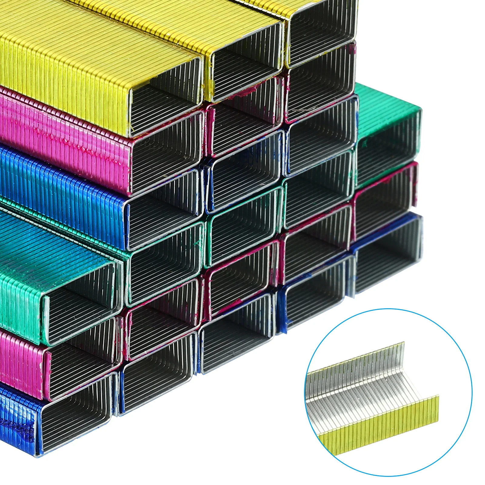 4000Pcs/4Pack 크리 에이 티브 다채로운 금속 스테이플 Office 편지지 스테이플 No.10 바인딩 용품 일반 스테이플 사무용품