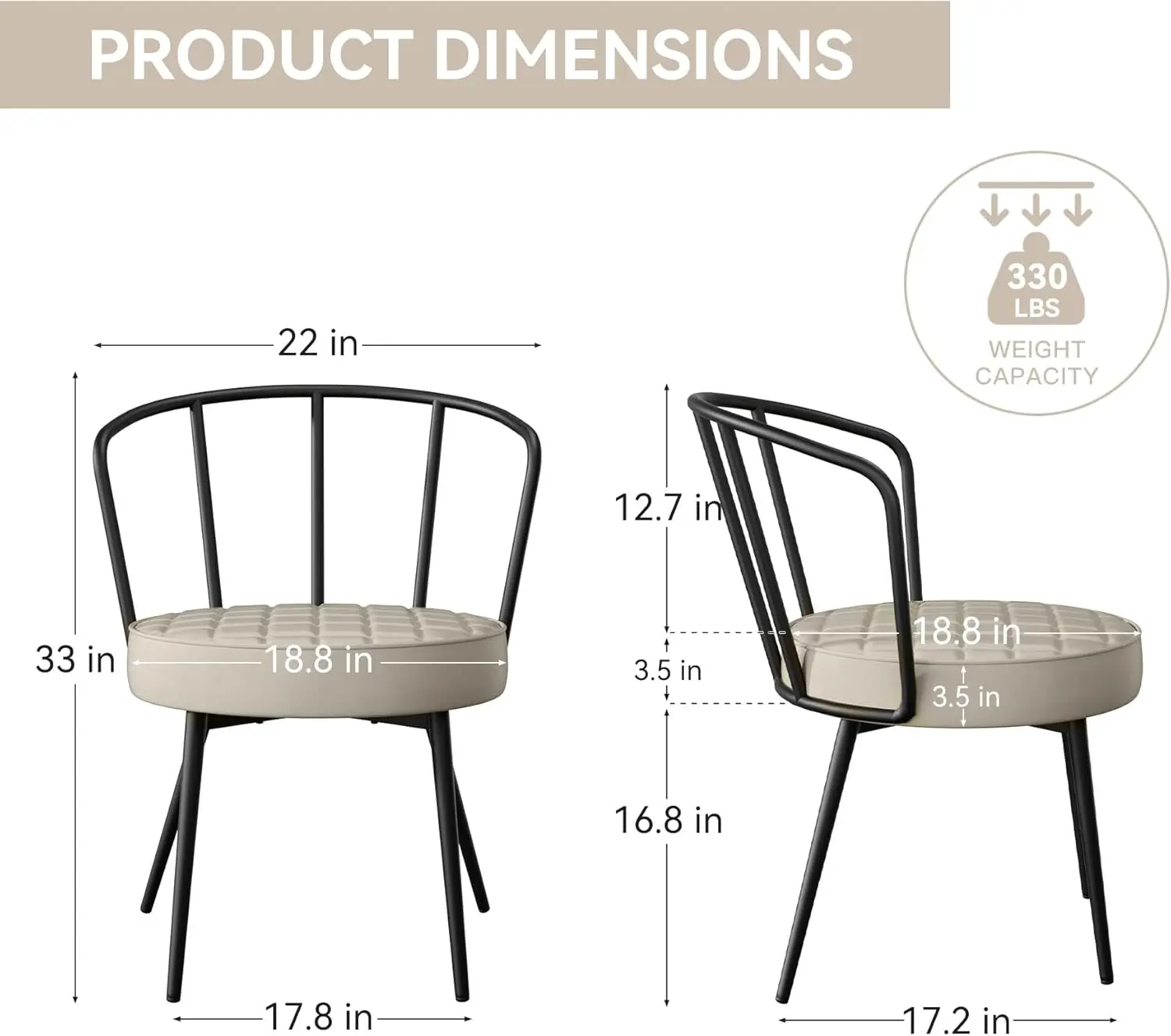 Dining Chairs Set of 4 Upholstered Dining Room Chairs Mid Century Modern Armless with Backrest Beige