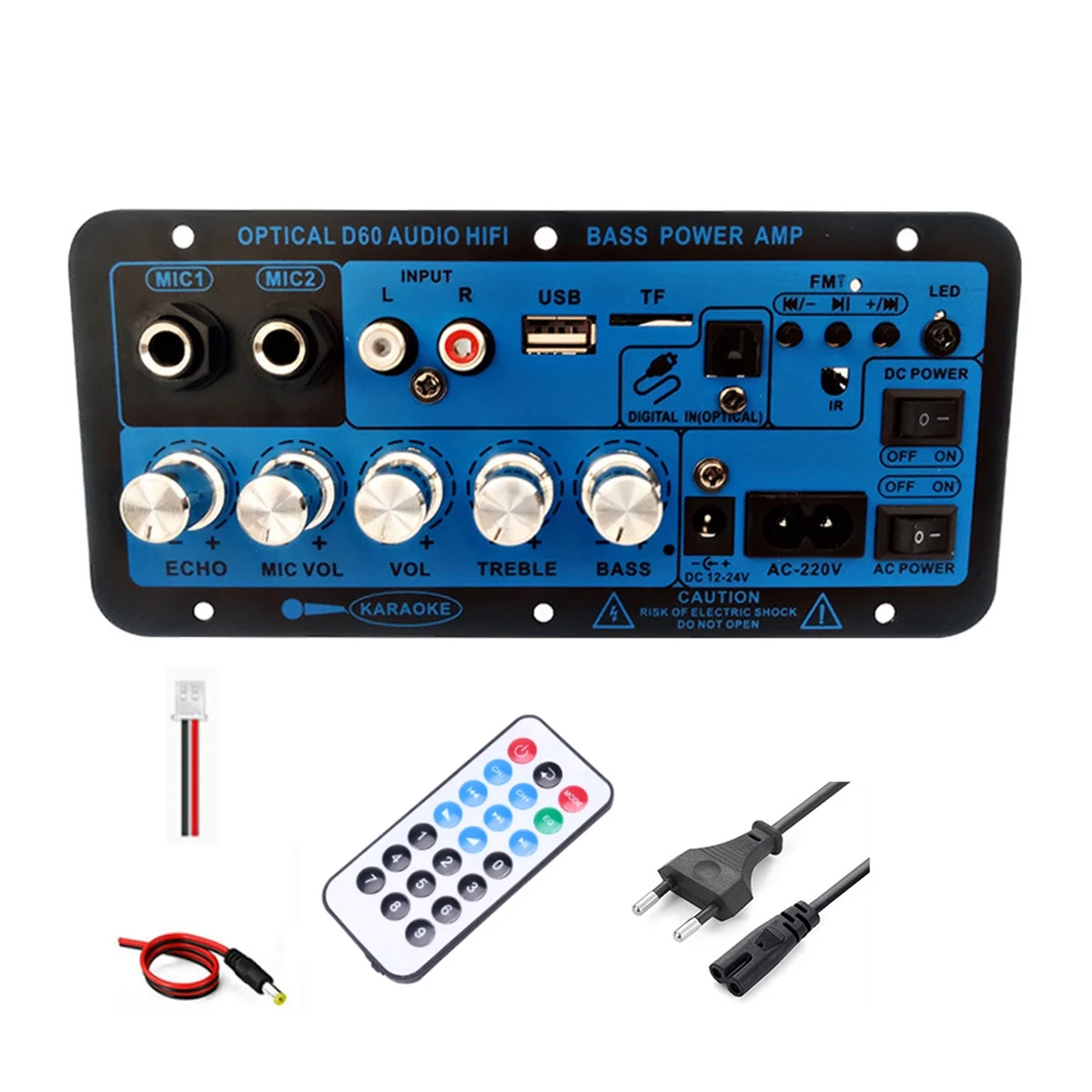 

Bluetooth Amplifier Board BT5.0 High Power Bass Amplifier Optical Audio Input Karaoke Audio Motherboard(EU Plug)