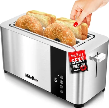 NEW UltraToast Full Stainless Steel Toaster 4Slice Long Extra-Wide Slots with Removable Tray Cancel/Defrost/Reheat Functions 1