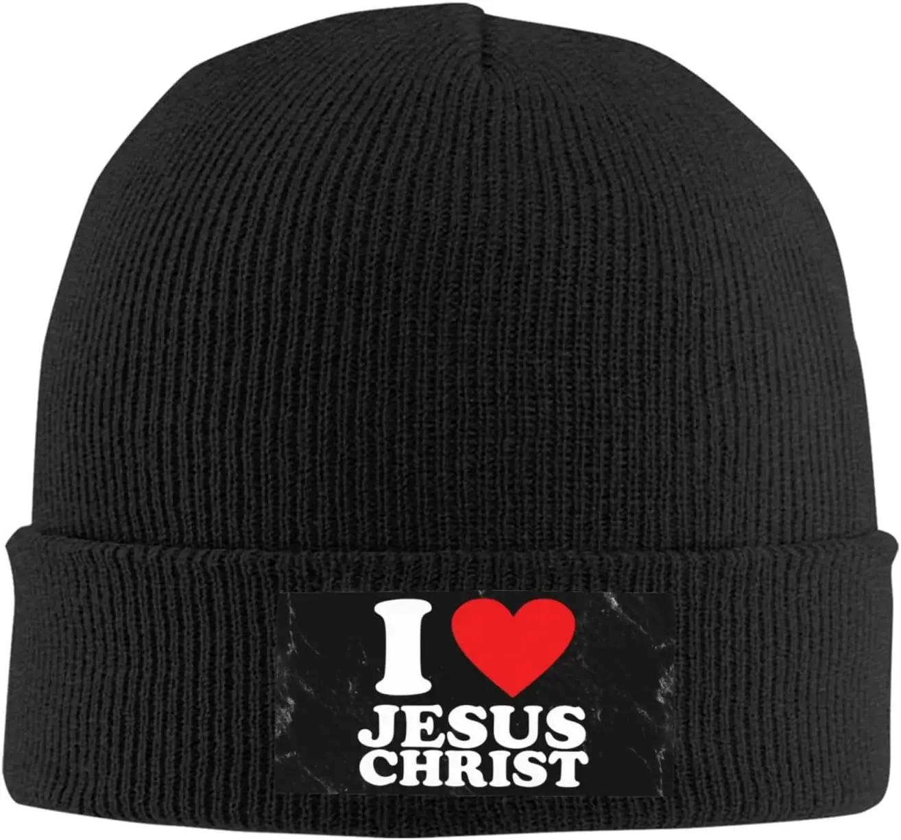 

I Love Jesus Christ Knit Beanie for Men Women Winter Warm Knit Beanie Hatblack
