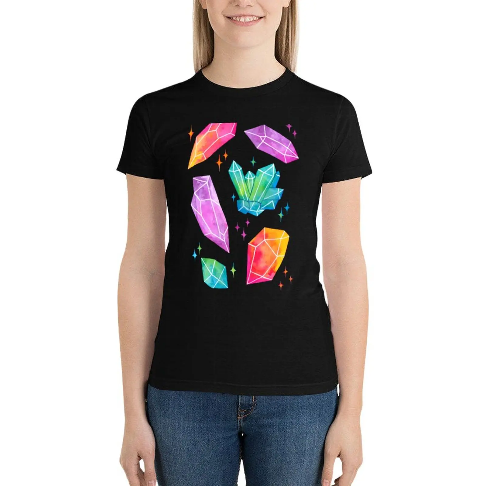 

Watercolor Crystals // Black | Nikury T-Shirt cute clothes summer tops cute tops Women's cotton t-shirt