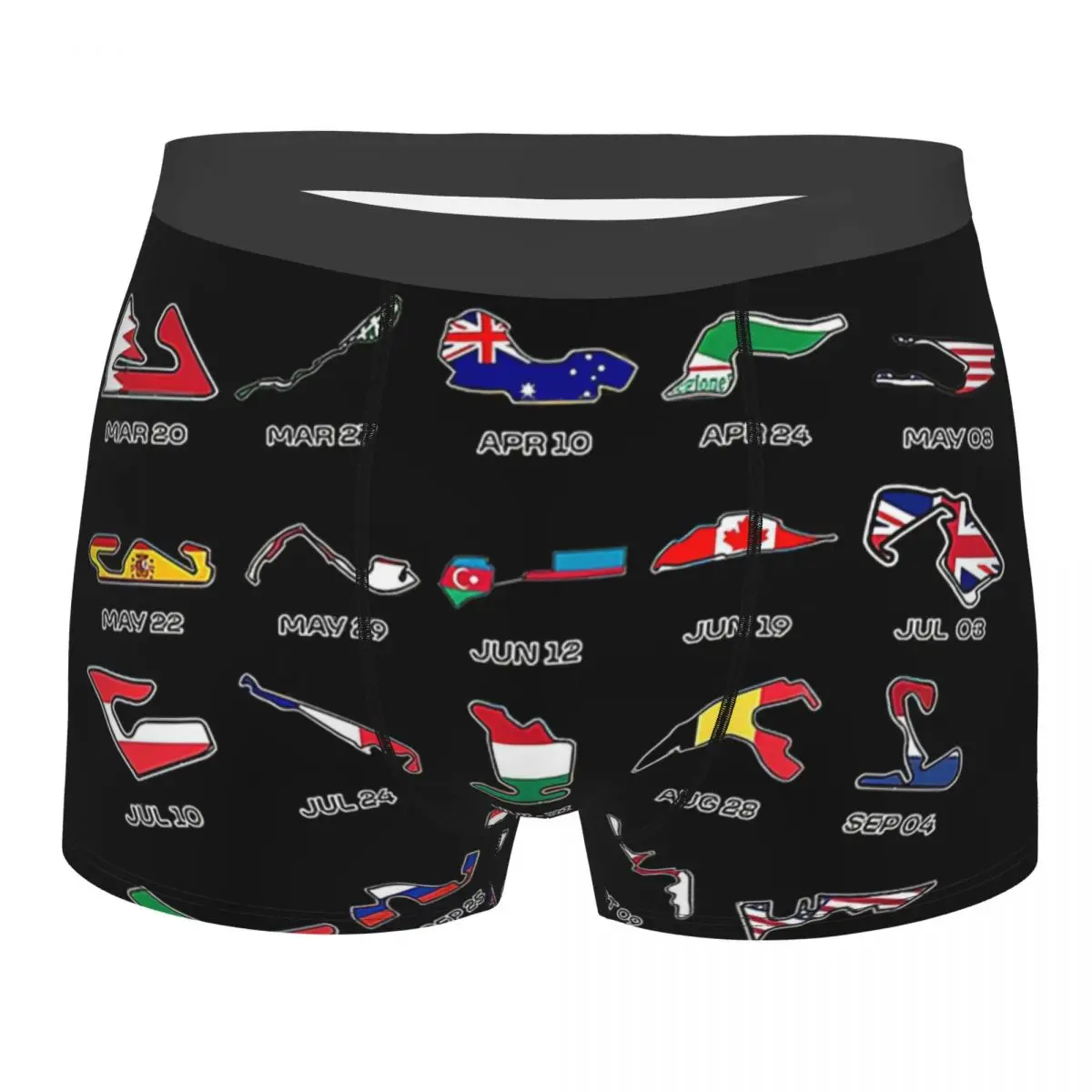 2022 F1 Calendar Underpants Breathbale Panties Male Underwear Print Shorts Boxer Briefs