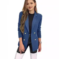 Spring Hot Sale Of The Season Women's Black Suit Jacket Loose Fit Pure Color Fashionable Korean Style Casual Button up Top Polye