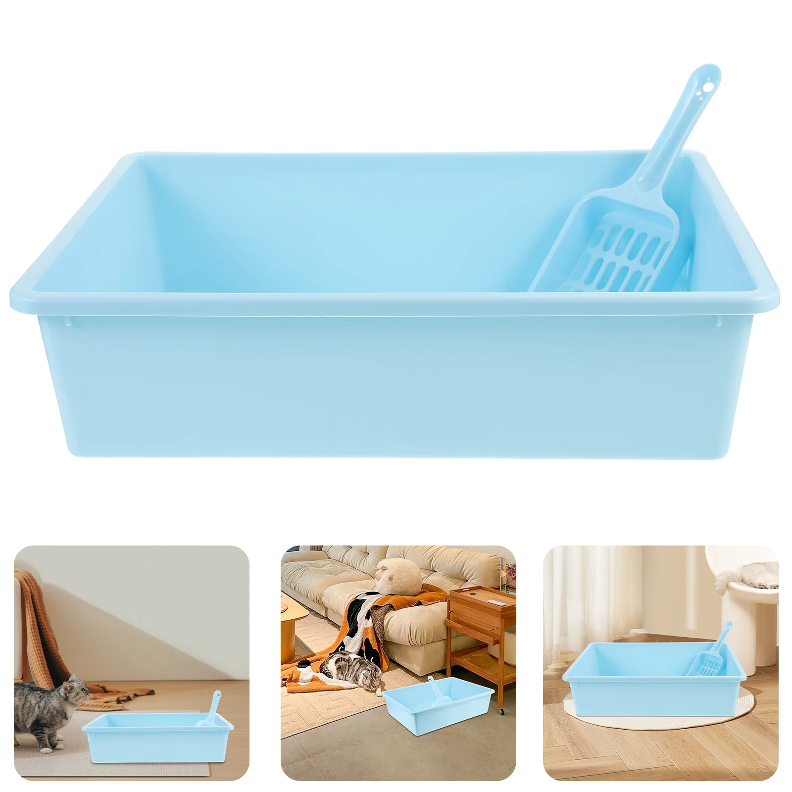 

Portable Cat Litter Box Scoop Pet Sand Waste Scooper Blue (small Size) Open Type Toilet