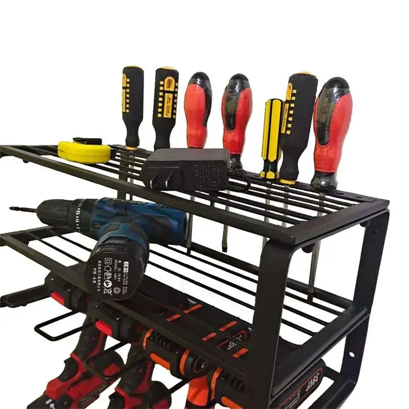 Power Tool Rack Electric Drill Holder Wall Mount Organizer Wrench Tool Workshop Screwdriver Power Storage Shelf Accessories