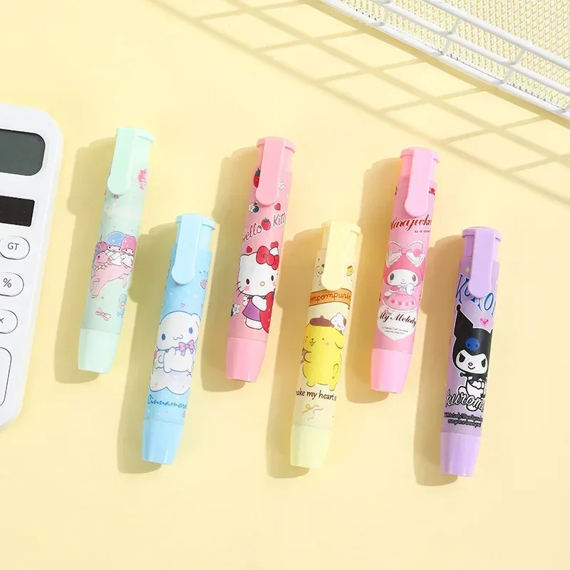 Pencil Eraser Eraser Pen Plasticine Eraser Eraser Refillable Pen Biscuit Eraser Kneadable Eraser Retractable Eraser Creative Sanrio Hello Kitty Press Eraser Anime Kuromi Melody Cinnamoroll Cartoon Kawaii Stationery