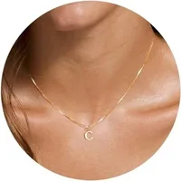 Collier initial A-Z plaqué or 18 carats, collier en acier inoxydable avec lettres mignonnes pour femmes 6