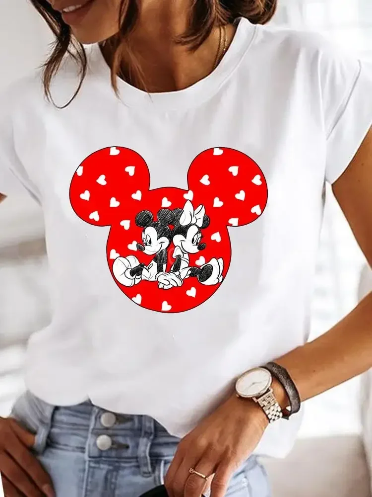 

Fashion Top Women Female 90s Sweet Cute Clothing Cartoon Tee Printed Clothes Mickey Mouse Lady Casual Graphic T-shirts