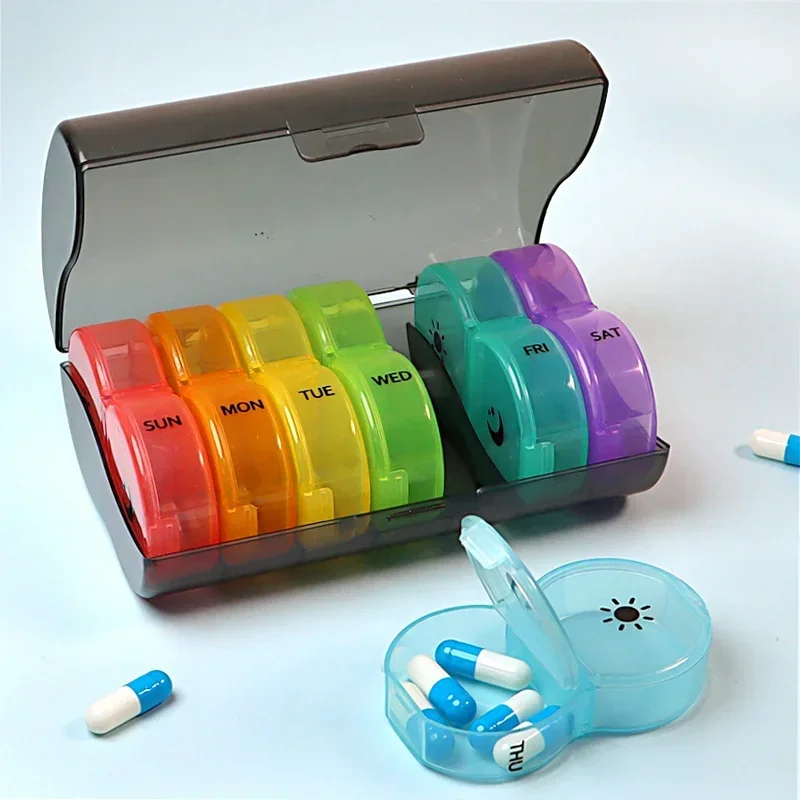 1PC Weekly Pill Case Pillbox 7 Days Medicine Tablet Box Portable Travel Drugs Storage Organizer Secret Compartments Pill Box