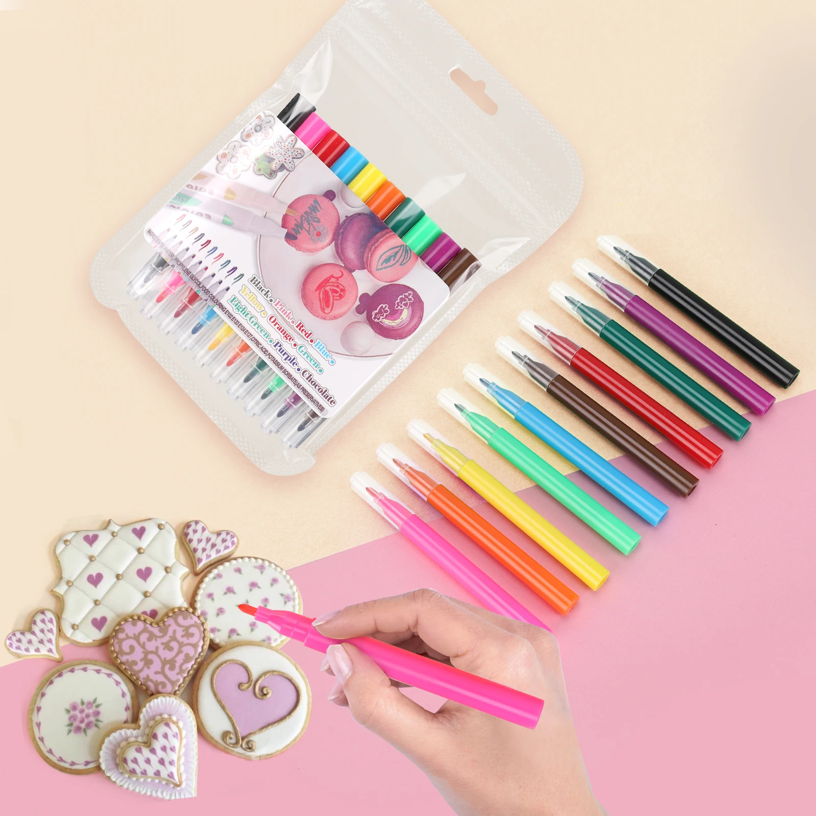 

High Quality Colors Mark Pen for DIY Baking Tool Use Cake Biscuits Candies Macarons Bread Meals
