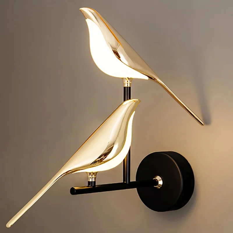 Nordic Golden Bird LED Wall Lights Parlor Bar Creative Wall Lamps Novelty Sconces Bedroom Bedside Lamp Living Room Decoration