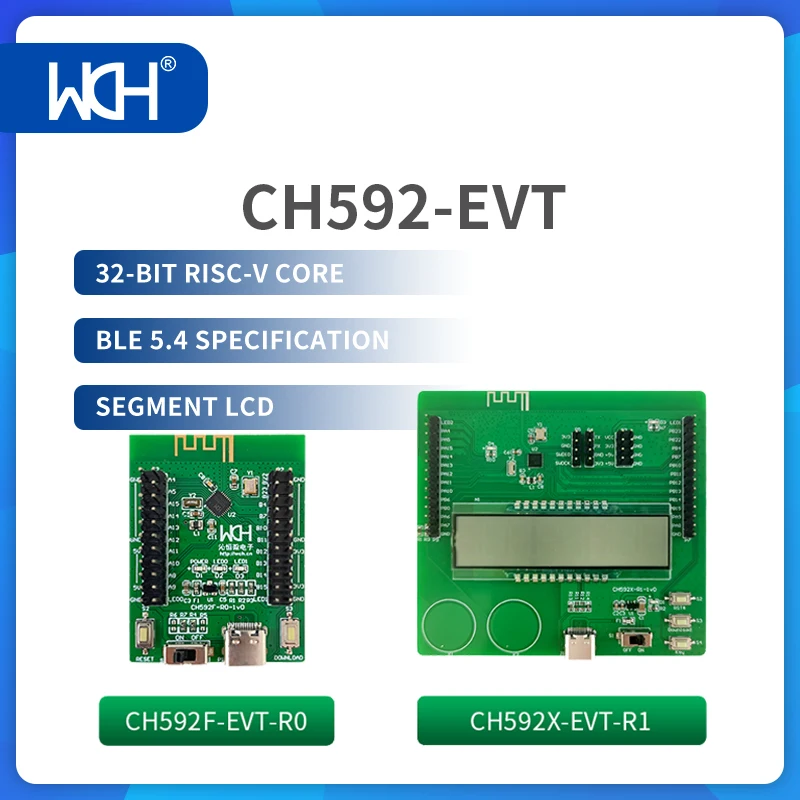 Evaluation Board PCB Board PCB Board Assembly Printed Circuit Board 1/2Pcs/Lot CH592 Evaluation Board Bluetooth Low Energy(BLE) 5.4 USB 2.0 Full-Speed Segment LCD 2.4Ghz RF