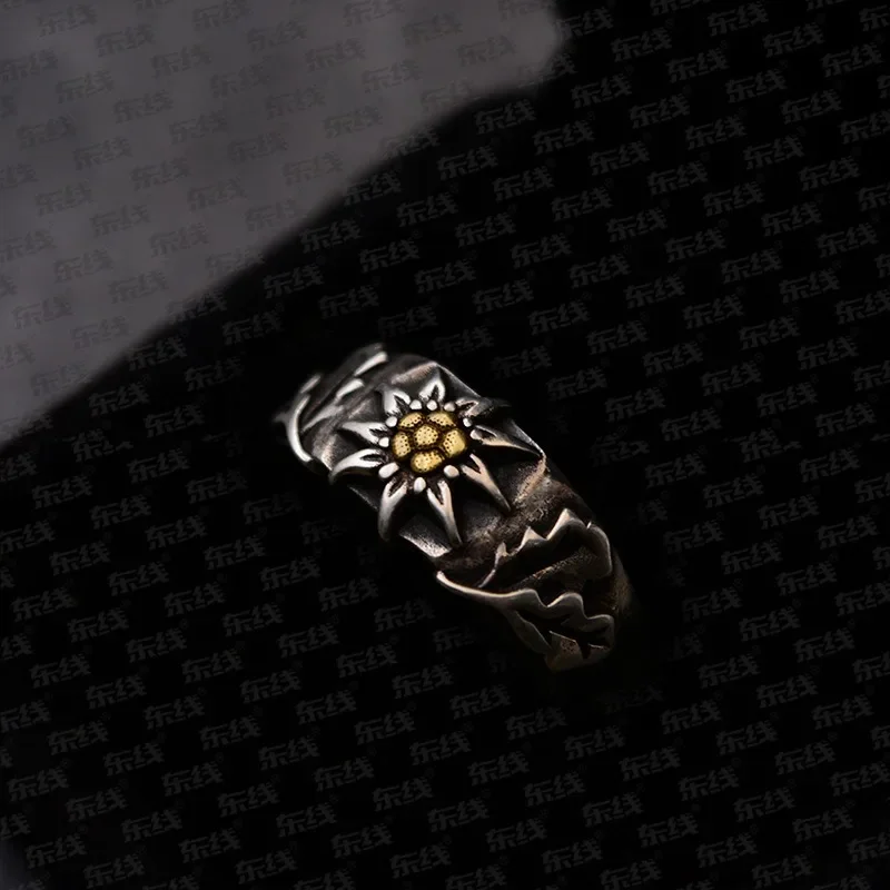 925 silver Original Art Style Flower Exquisite Edelweiss Rings for Women Fashion Light Luxury Suitable for Daily Wearing Jewelry