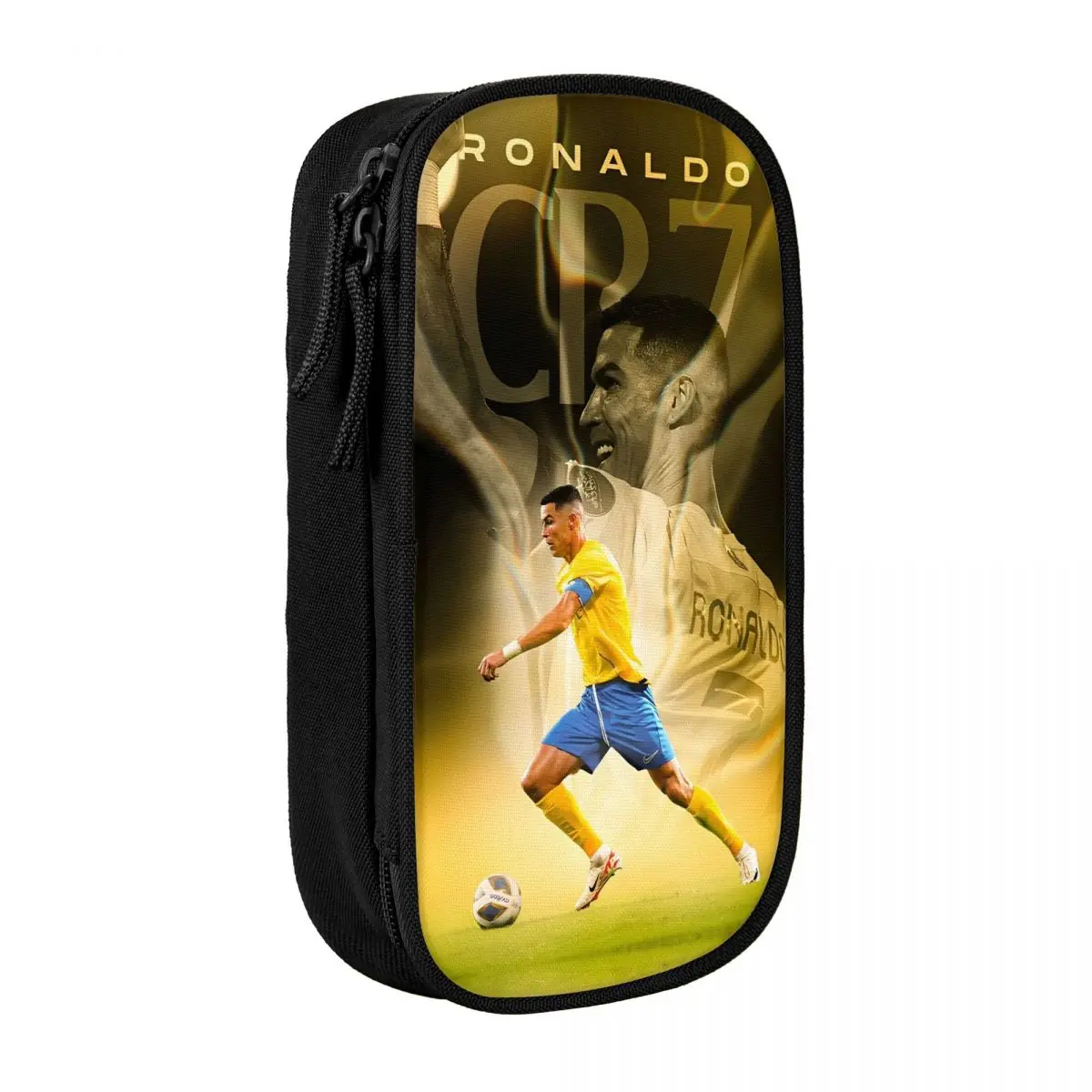 PSAFGOY Astuccio per ragazzi con stampa di calcio, borsa portatile per penne e penne con cerniera per adolescenti, piccola scatola per matite e cosmetici, per ragazze sportive, Calcio Acqua Fuoco, One