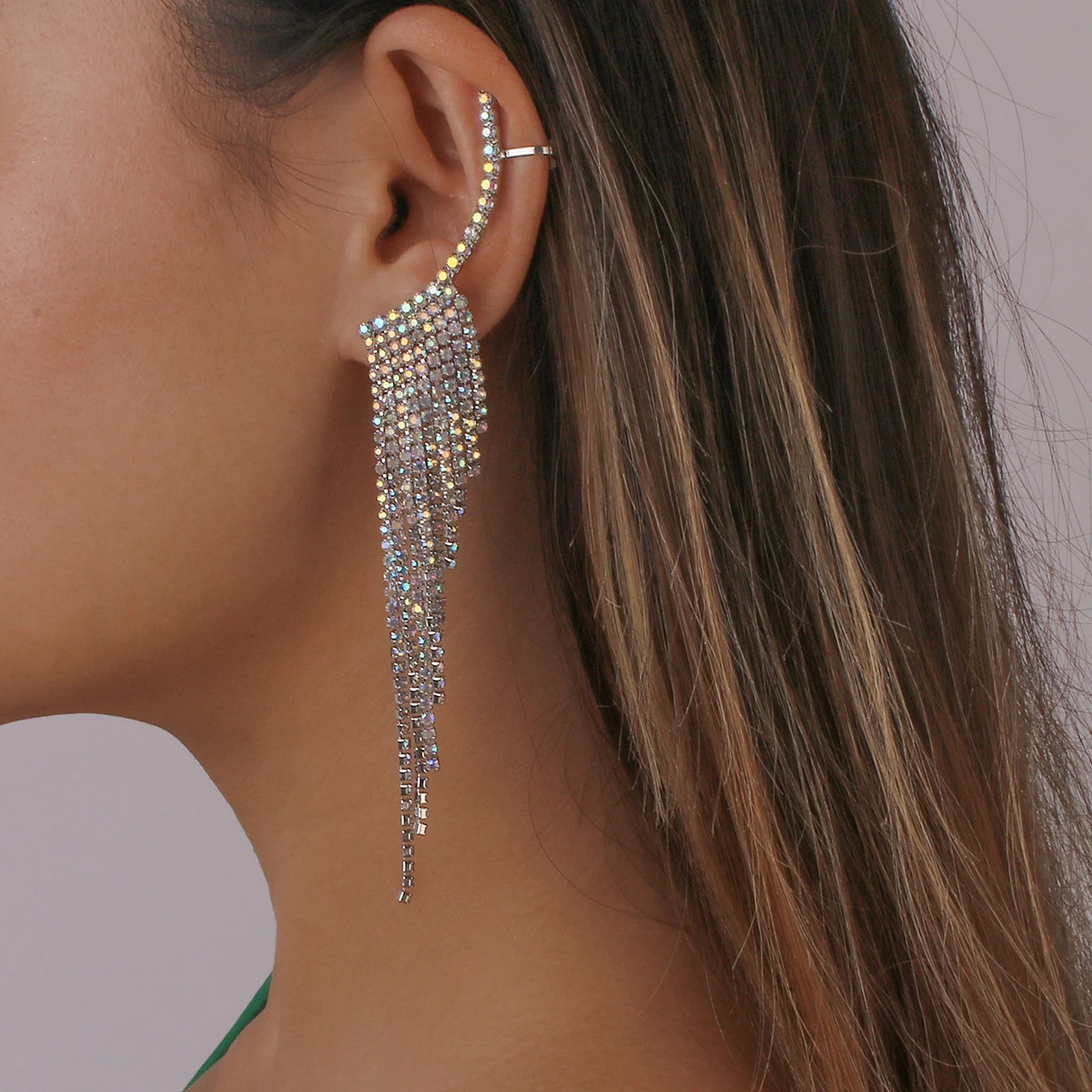 Pendientes de lujo para mujer, aretes colgantes con flecos de diamantes de imitación, de 2022, joyería para fiesta de boda| | - AliExpress