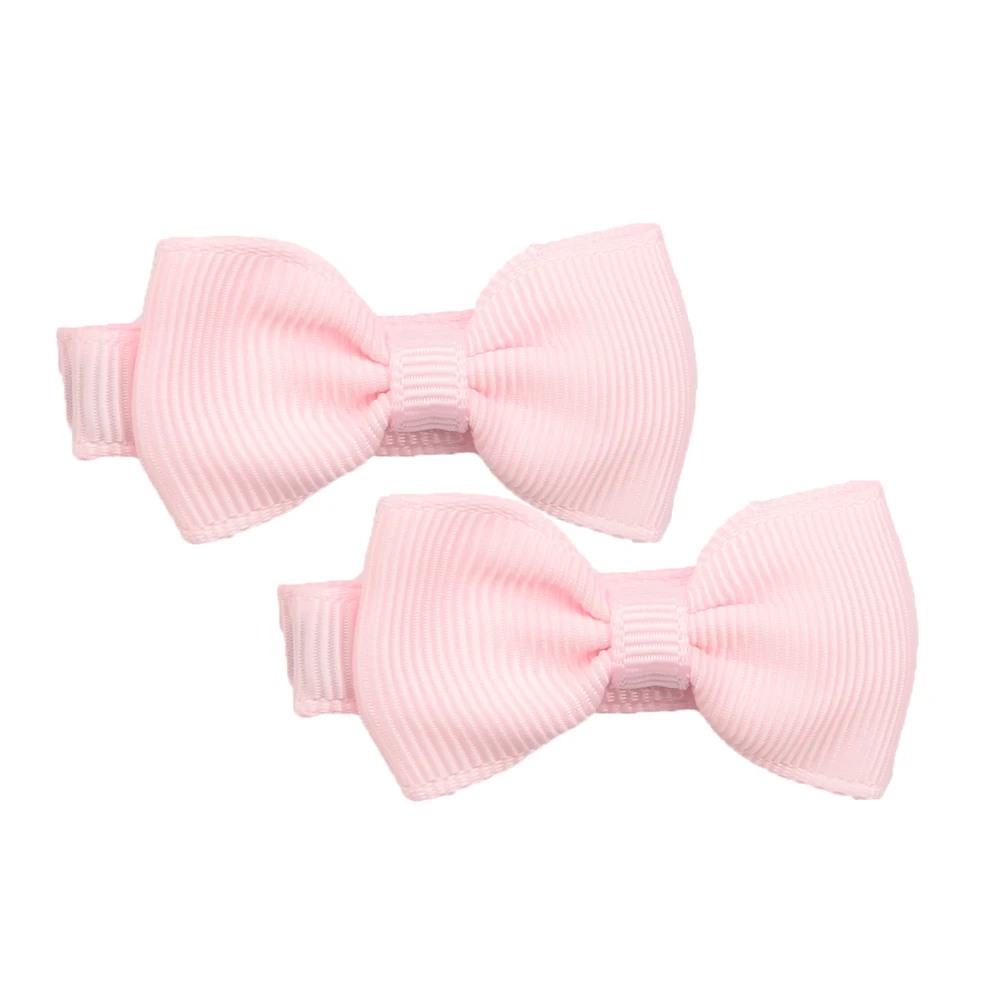 Fashion 2pcs/lot Ribbon Grosgrain Bows Hair Clips Bow Baby Girls Barrettes Solid Color Children Hairpins Hairgrips Photo Props baby accessories carry bag	