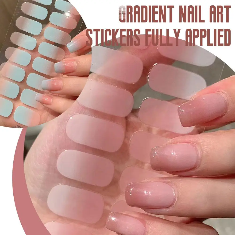 Pure Color Semi Cured Gel Nail Patch Strips 16Tips M1F8