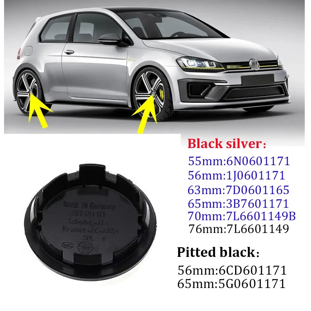 

40pcs Black Silver 55mm 56mm 60mm 63mm 65mm 68mm 70mm 76mm Car Rim Cover Wheel Hub Center Cap logo Emblem Auto Accessories