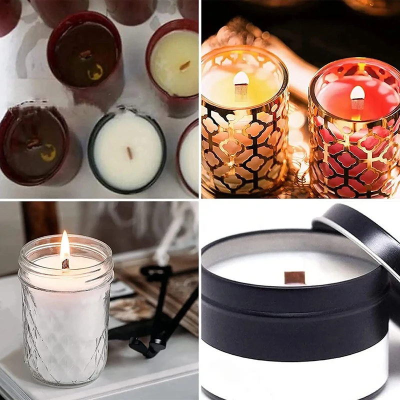 100 Pack Wooden Candle Wicks For Candle Making, 6Inch Burst Wood Wicks/Smokeless Wicks With Metal Base Clip