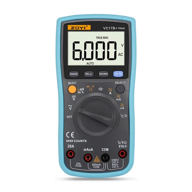 ZOYI VC17B 6000 Counts Digital Multimeter with Backlight AC DC Ammeter Voltmeter Ohm Capacitance Measuring Meter Tool