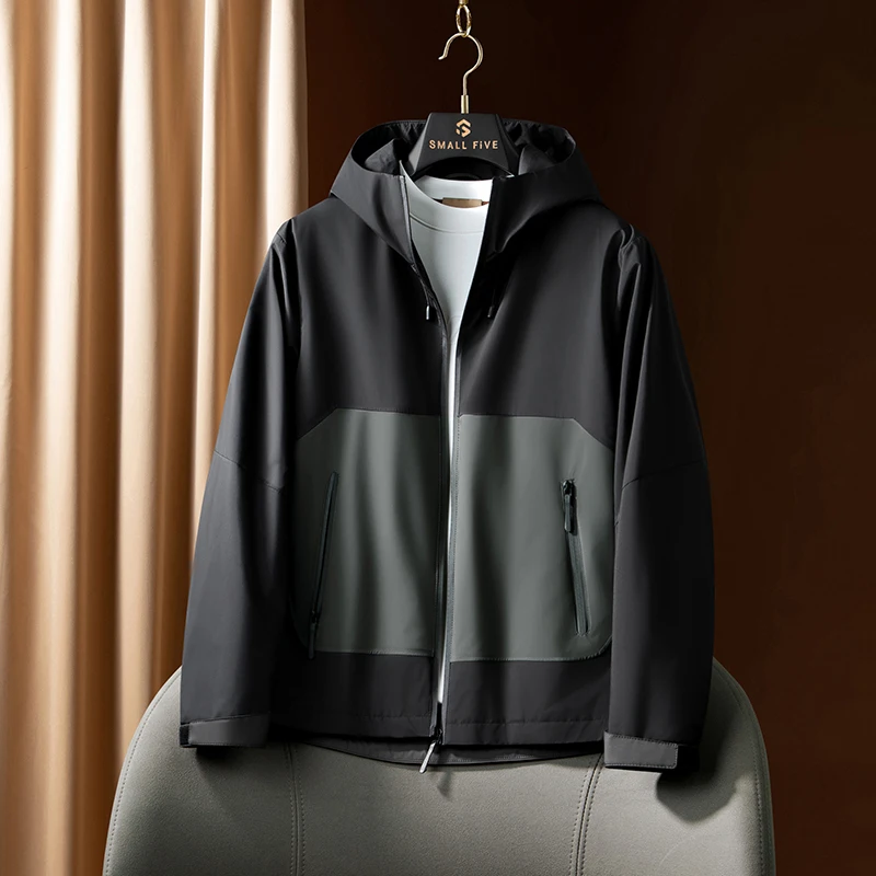 JSBD~Autumn and winter fashion color outdoor windproof waterproof jacket Lightweight warm silk cotton men's hooded jacket