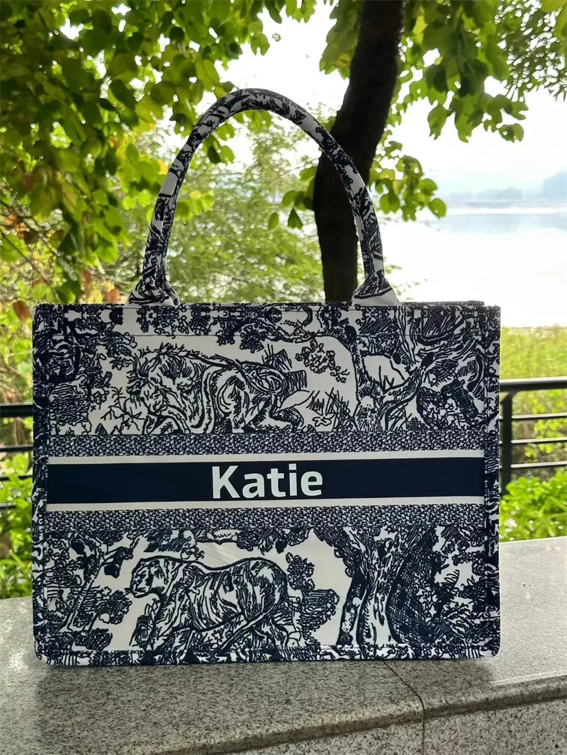 

Casual Creativity Design Canvas Letters Tote Bags For Women Exquisite Fashion Shopper Bag Women's Custom Printing Handbag