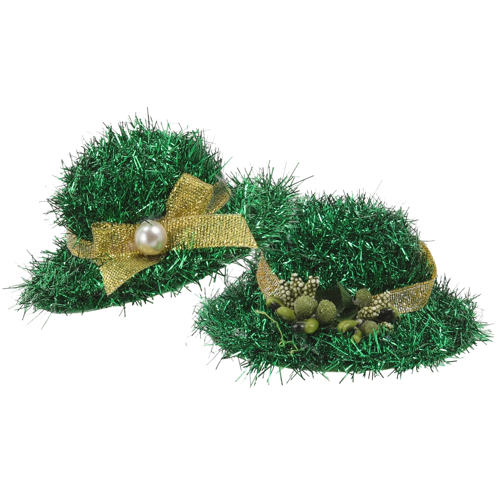 

2 Pcs Makeup Costume Props Irish Day Headdress Miss Hair Barrettes Plastic Green Hat Clips for Girl