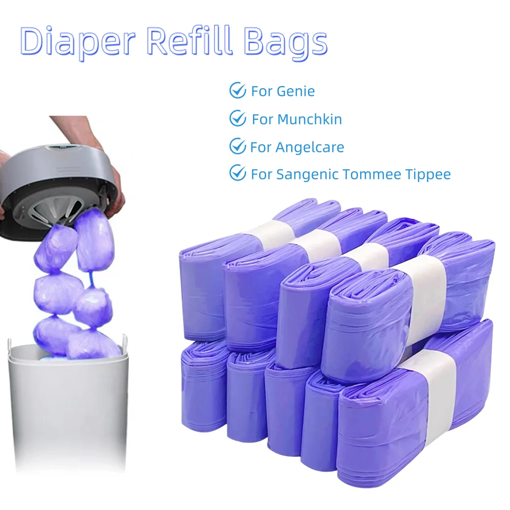 Diaper Pail Refills for Tommee Tippee, Nappy Refill Bags for Genie, Diaper trash bags for Angelcare for Munchkin, Scented