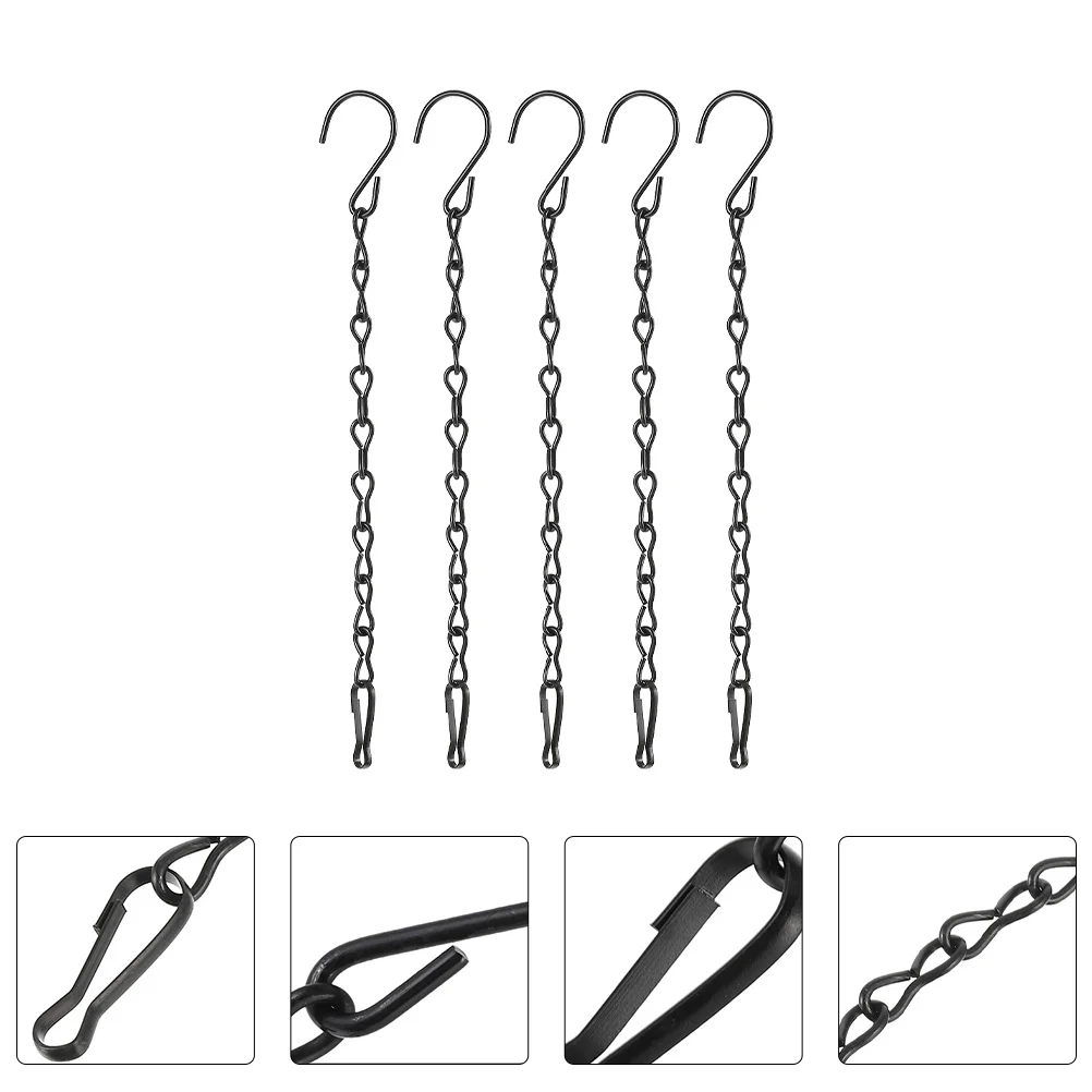 

5 Pcs Hook up Decorate Flower Basket Bird Cage Chain Outdoor Hanging Hooks Iron Hangers for Feeder