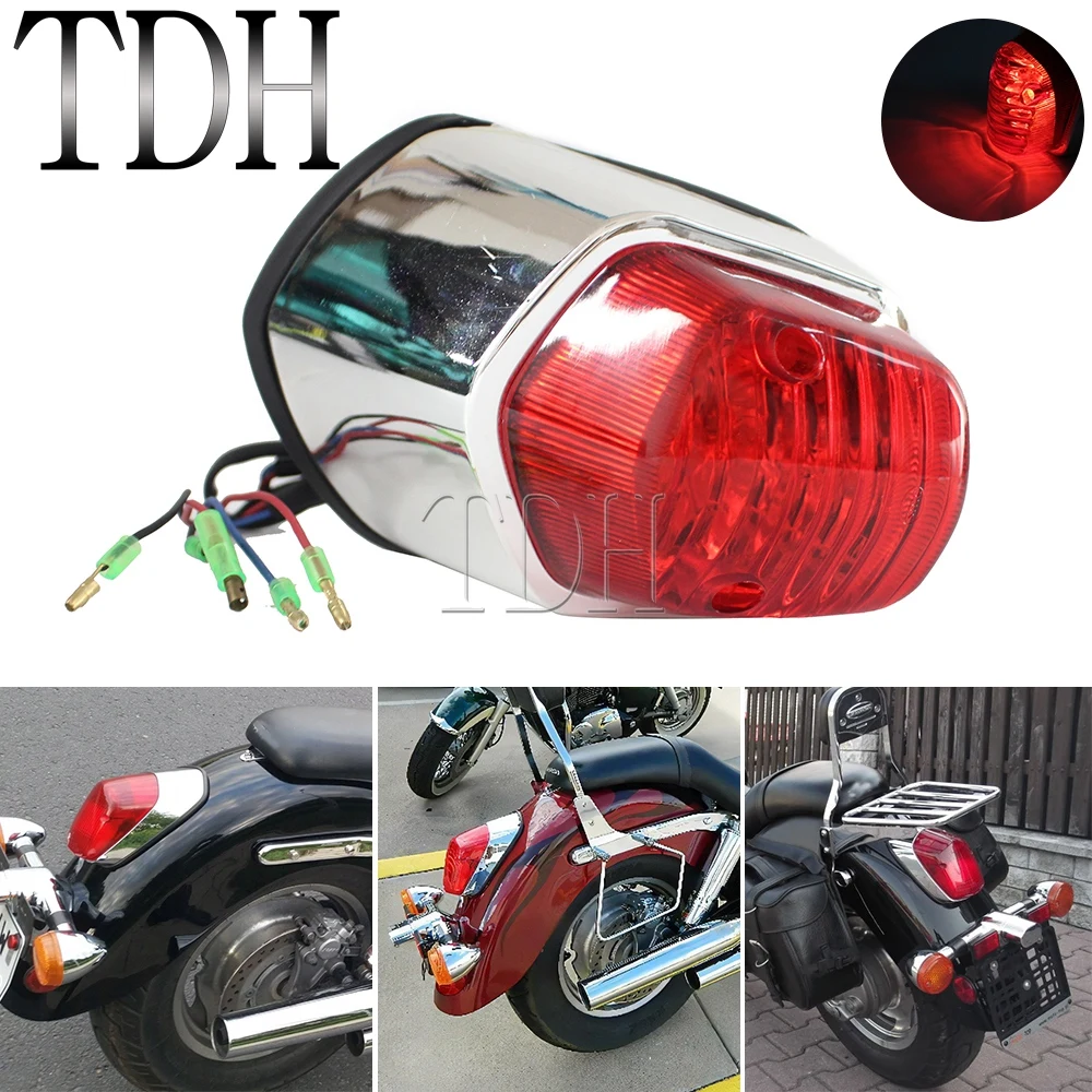 Clear YIBO Motorcycle Tail Light Rear Fender Taillight Enduro LED Brake Stop Light for Harley Honda Yamaha Suzuki Farol Auxiliar 