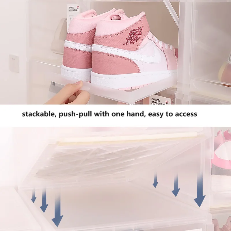 Clear Plastic Shoe Storage Boxes Stackable Shoe Organizer Closet Pull Out drawer Design Formwell-DF8
