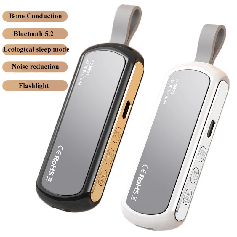 Bone Condução Bluetooth 5.2 Speaker Redução de Ruído Estéreo Music Player com Lanterna Auxílio do Sono sob Travesseiro