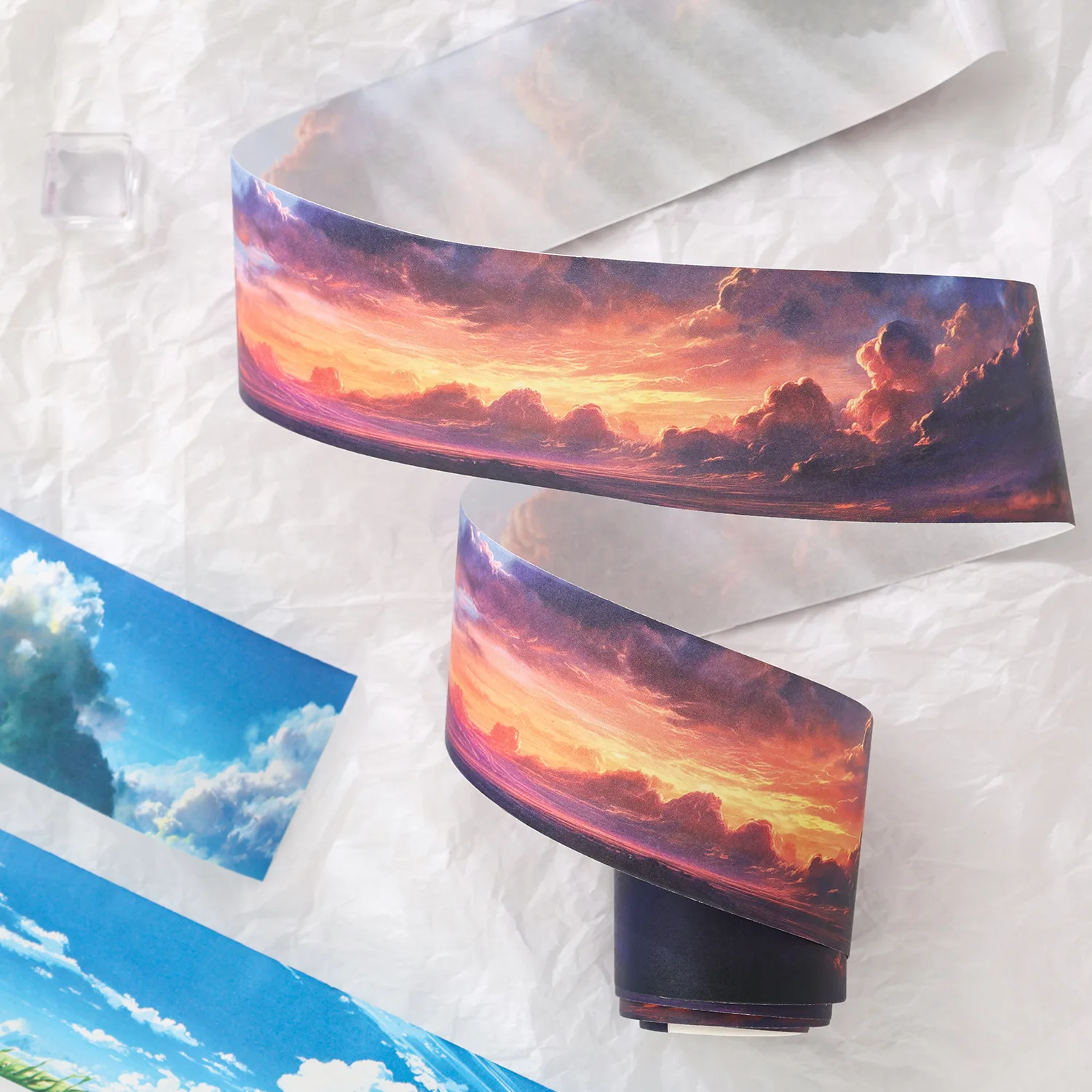 Journamm 50mm*2m 와시 재질 마스킹 테이프 스티커 하늘 구름 테마 콜라주 정크 저널 재료 장식 DIY 다이어리 앨범 스티커