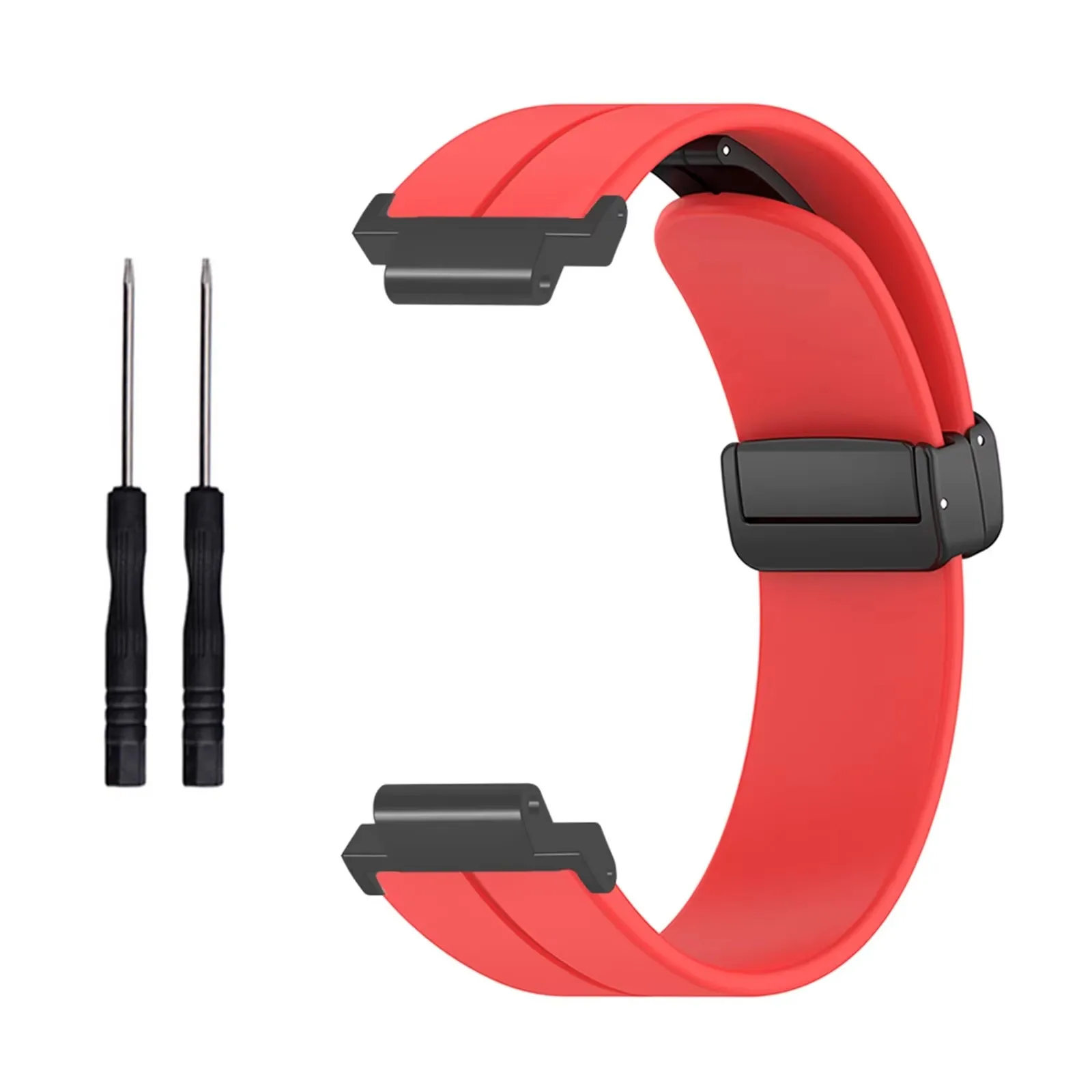 Stylish Magnetic Folding Buckle Silicone Watch Strap Replacement