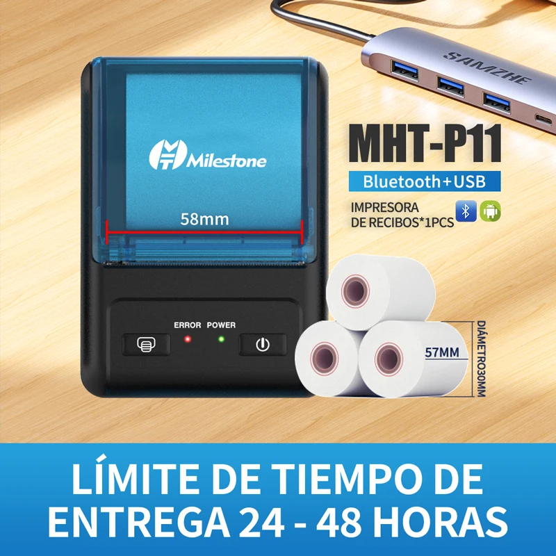 Milestone Portable Mini Wireless Thermal Printer Bluetooth Android Receipt Printing 58Mm Office  Android Receipt Printer Epson Printer