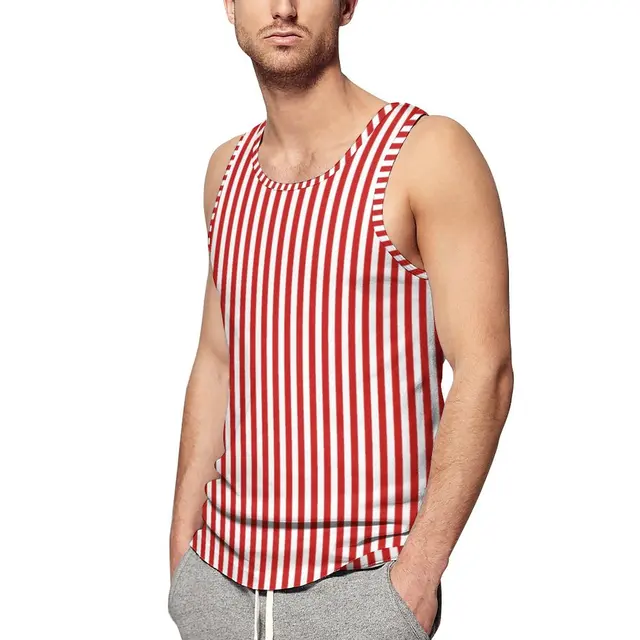 Vertical Red Striped Summer Tank Top