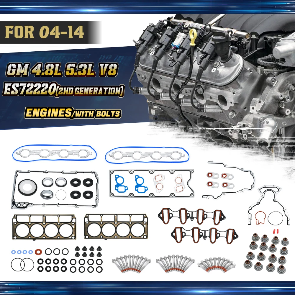 Cylinder Head Gasket Full Set with Head Bolts ES72220 For 2004-2014 Chevy Silverado Tahoe GMC Sierra Yukon Envoy Buick 4.8L 5.3L