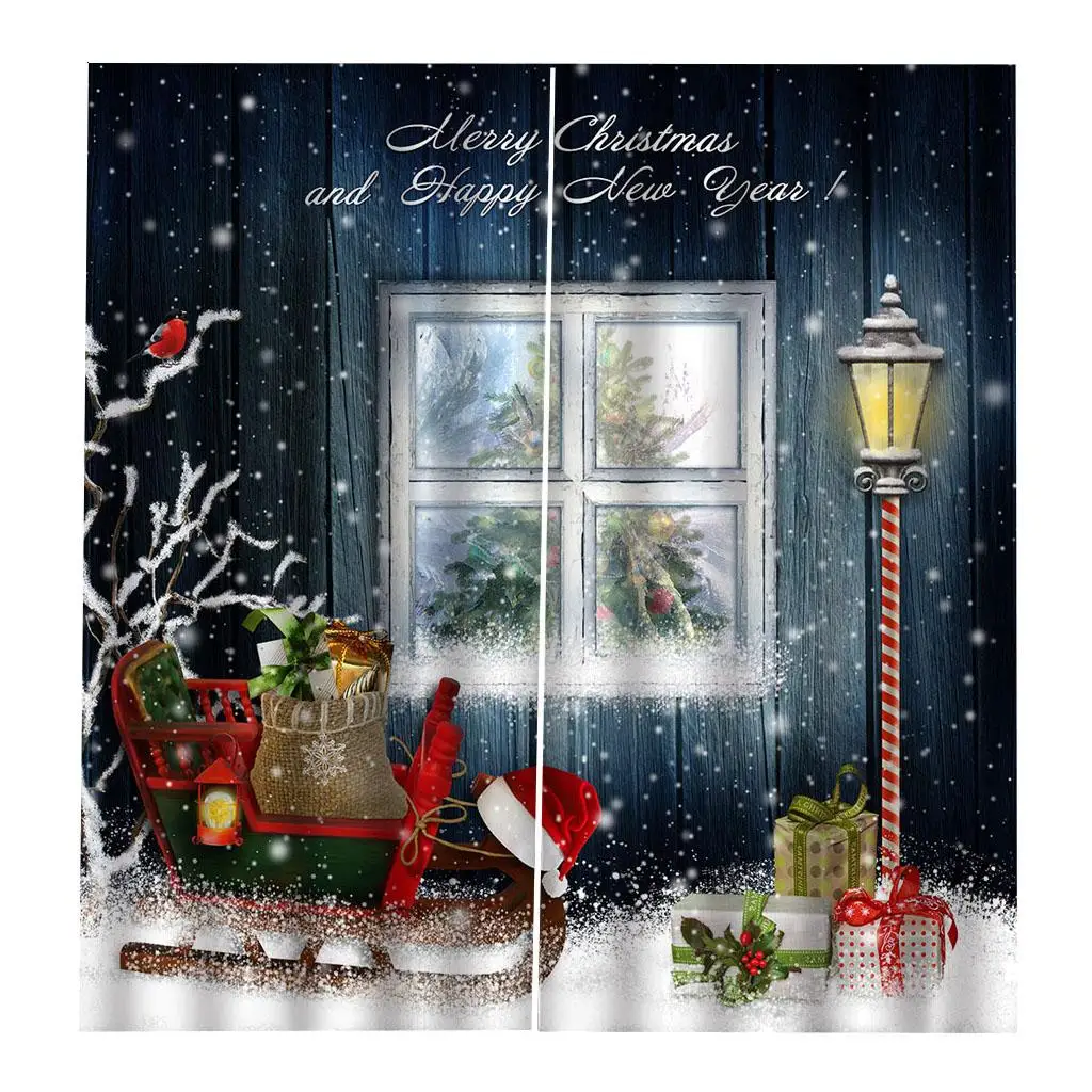 Merry Xmas Window Curtains Waterproof Bedroom Home Decor Ornaments Arts 2