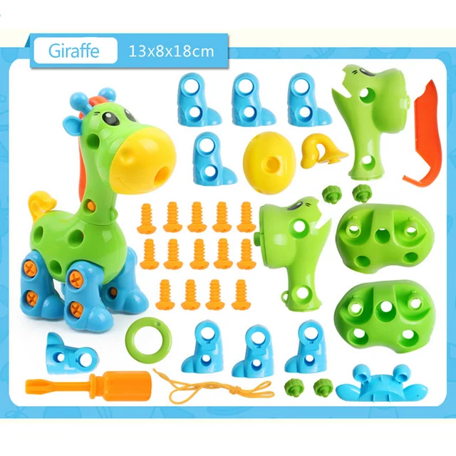 Funny Take Apart Toys Kids Cute Animal DIY Assemble Building Educational Toy with Screwdriver for Toddlers Gift Random Color 1