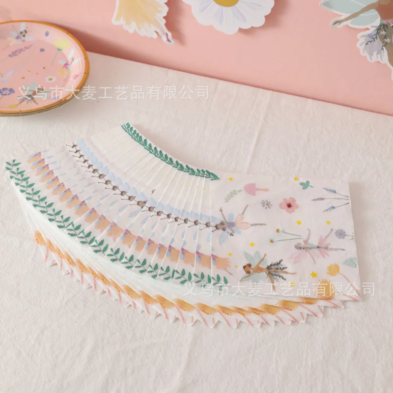 Fairy Princess Party Set - Disposable Tableware with Butterfly Plates Napkins and Cups for Girls Birthday Decor