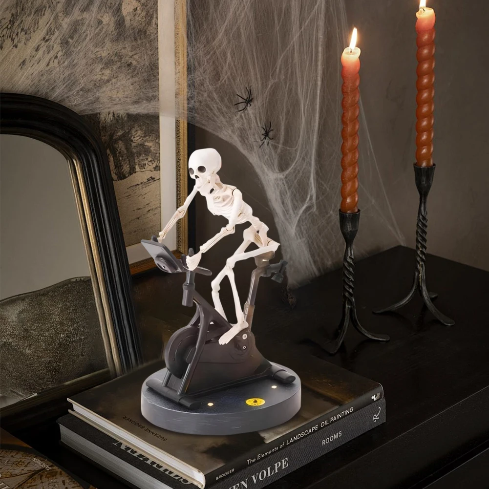 1/2/5PCS Resin Skeleton Statue Halloween Riding Bike Skeleton Ornament Funny Exercise Riding Bike Home Table Decoration Gifts